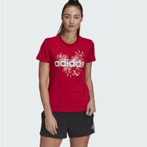 💖5/$25💖 Adidas Farm Rio Floral Print Rolled-Up Short Sleeves Round Neck Top